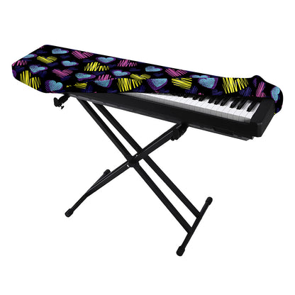Graffiti Heart Pattern Print Piano Keyboard Cover
