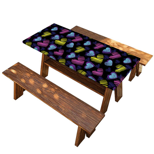 Graffiti Heart Pattern Print Picnic Table Cover