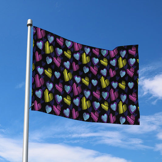 Graffiti Heart Pattern Print Polyester Flag