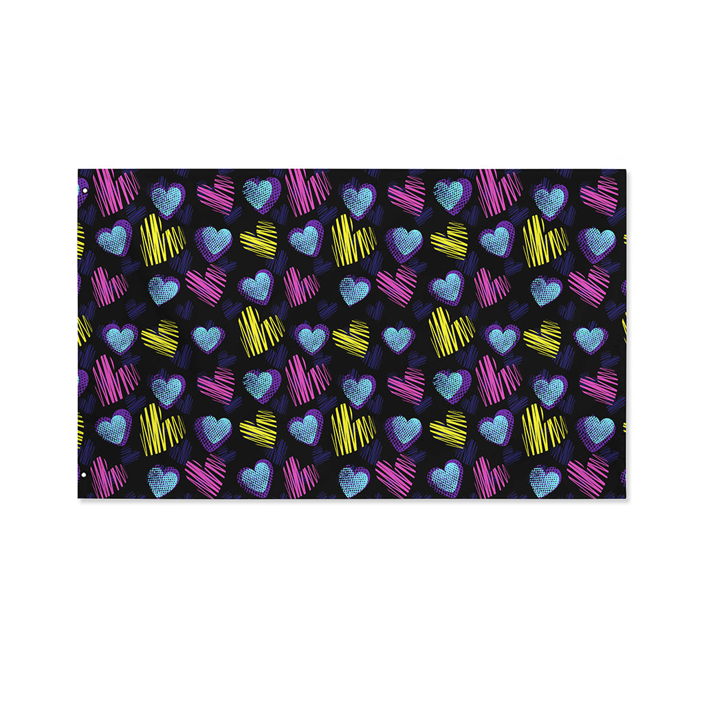 Graffiti Heart Pattern Print Polyester Flag