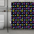 Graffiti Heart Pattern Print Polyester Shower Curtain