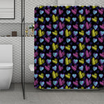 Graffiti Heart Pattern Print Polyester Shower Curtain