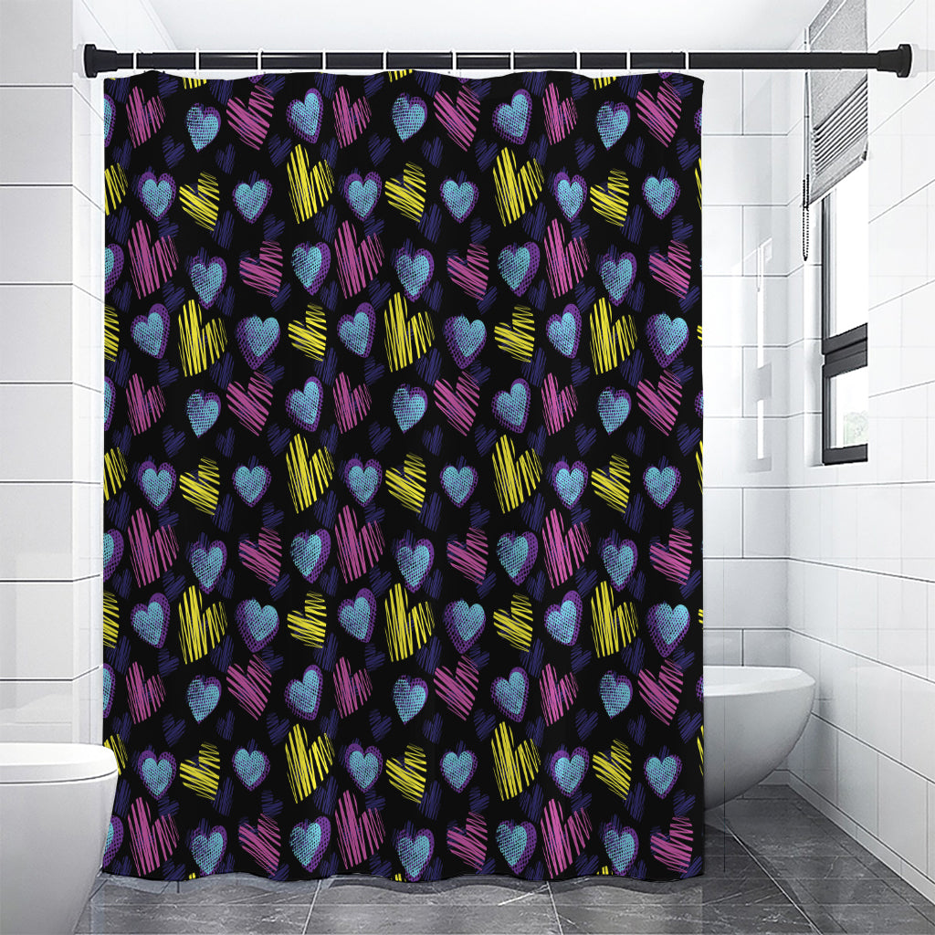 Graffiti Heart Pattern Print Premium Shower Curtain