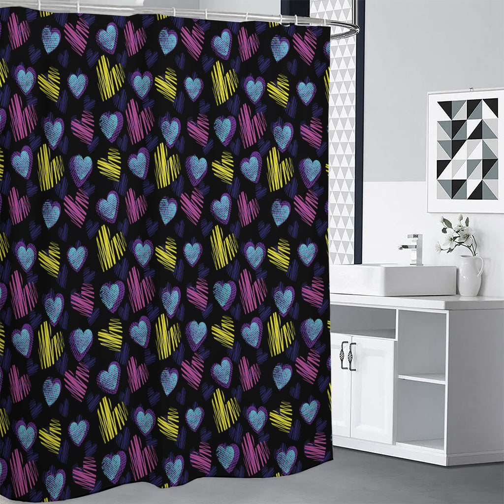 Graffiti Heart Pattern Print Premium Shower Curtain