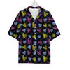 Graffiti Heart Pattern Print Rayon Hawaiian Shirt