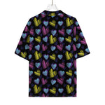 Graffiti Heart Pattern Print Rayon Hawaiian Shirt