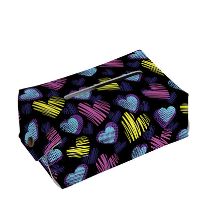 Graffiti Heart Pattern Print Rectangle Tissue Box Cover
