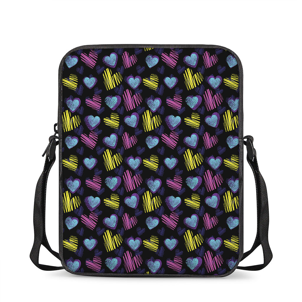 Graffiti Heart Pattern Print Rectangular Crossbody Bag