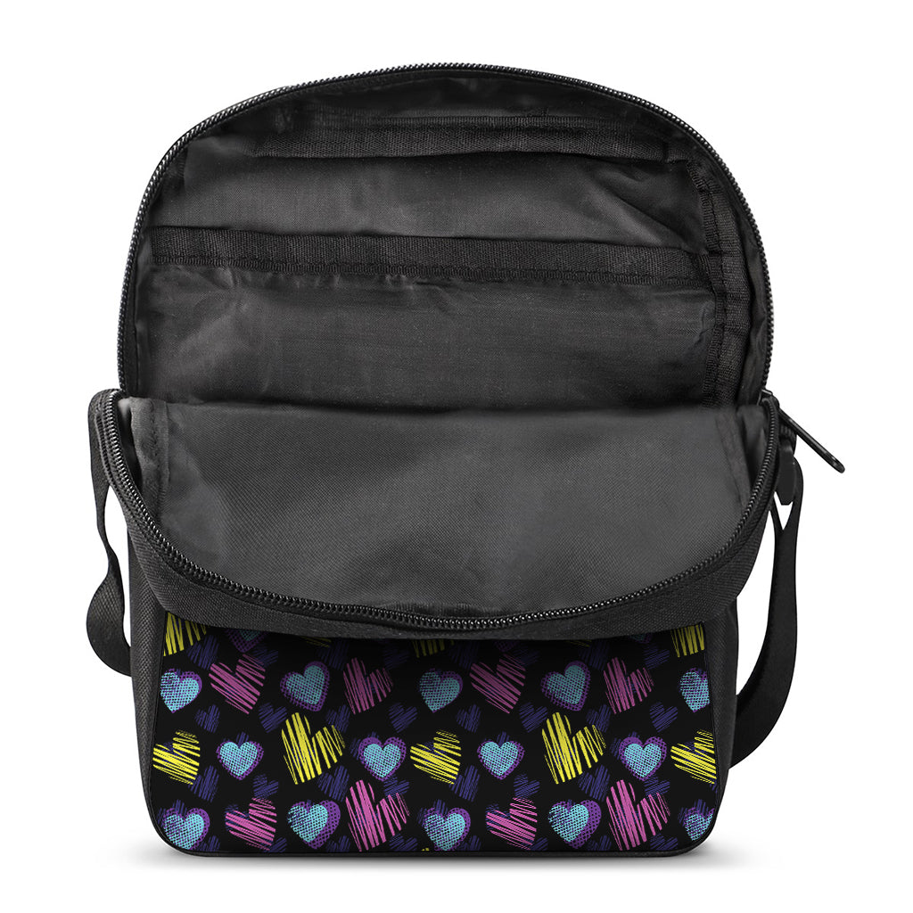 Graffiti Heart Pattern Print Rectangular Crossbody Bag