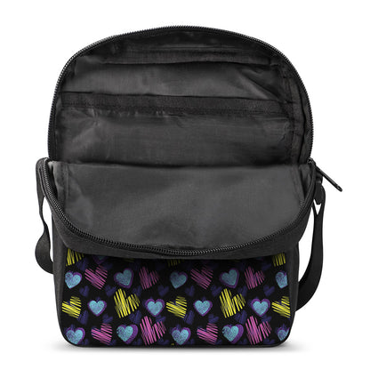 Graffiti Heart Pattern Print Rectangular Crossbody Bag