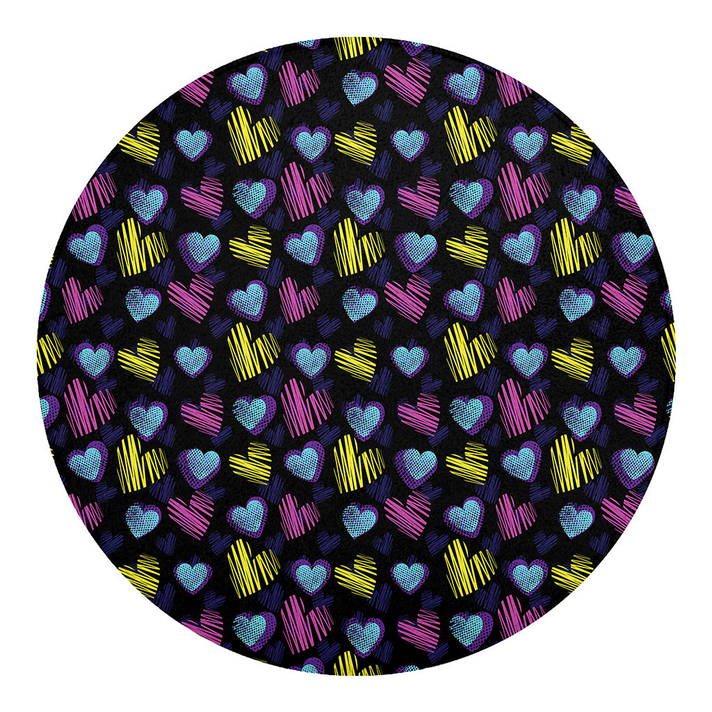 Graffiti Heart Pattern Print Round Blanket