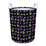 Graffiti Heart Pattern Print Round Laundry Basket