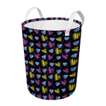 Graffiti Heart Pattern Print Round Laundry Basket