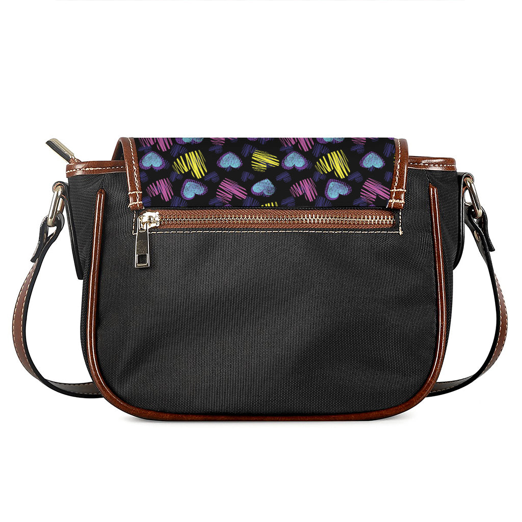 Graffiti Heart Pattern Print Saddle Bag