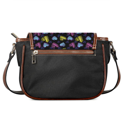 Graffiti Heart Pattern Print Saddle Bag