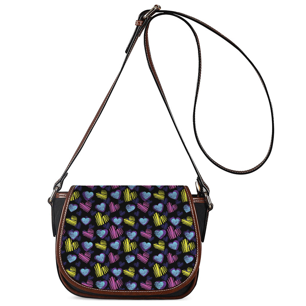 Graffiti Heart Pattern Print Saddle Bag