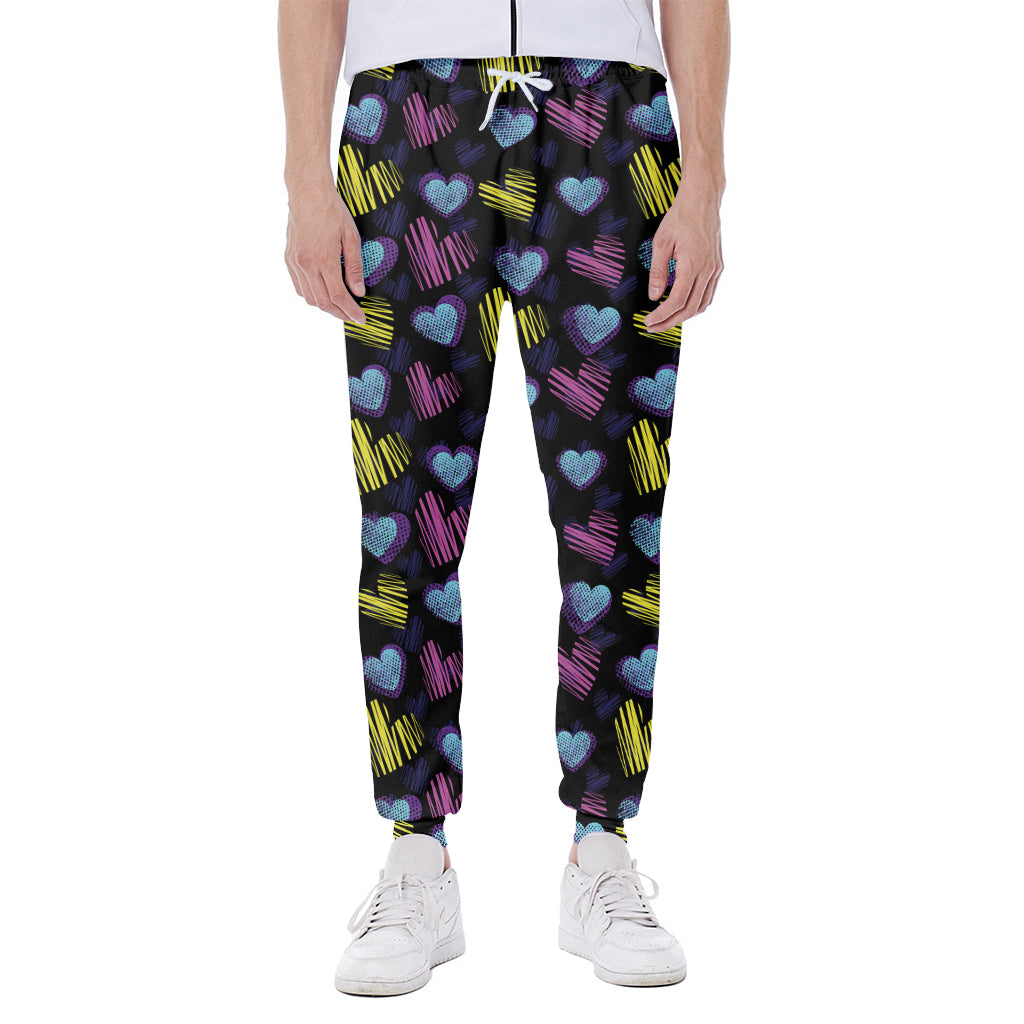 Graffiti Heart Pattern Print Scuba Joggers