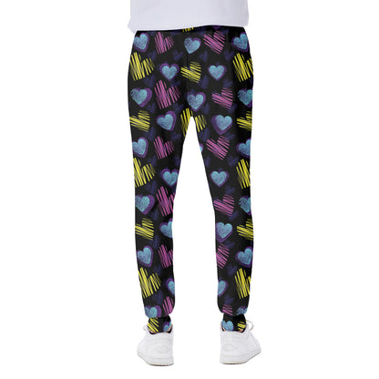 Graffiti Heart Pattern Print Scuba Joggers