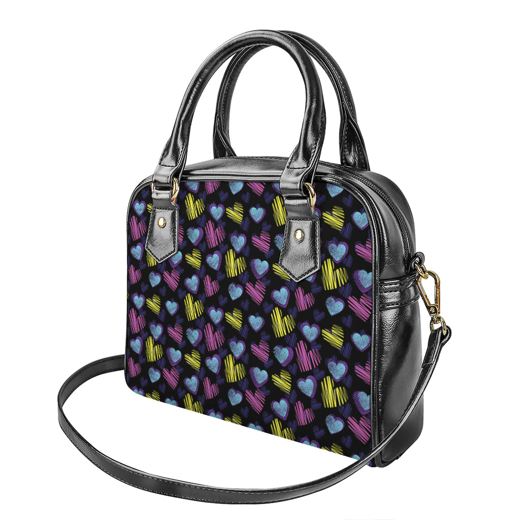 Graffiti Heart Pattern Print Shoulder Handbag