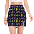 Graffiti Heart Pattern Print Side Slit Mini Skirt