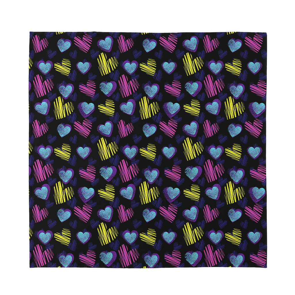 Graffiti Heart Pattern Print Silk Bandana