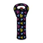 Graffiti Heart Pattern Print Single Neoprene Wine Tote