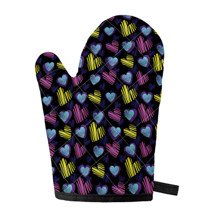 Graffiti Heart Pattern Print Single Oven Mitt