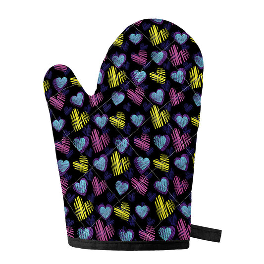 Graffiti Heart Pattern Print Single Oven Mitt
