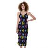 Graffiti Heart Pattern Print Slim Fit Midi Cami Dress