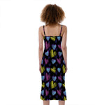 Graffiti Heart Pattern Print Slim Fit Midi Cami Dress