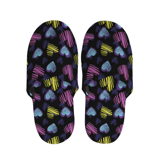 Graffiti Heart Pattern Print Slippers