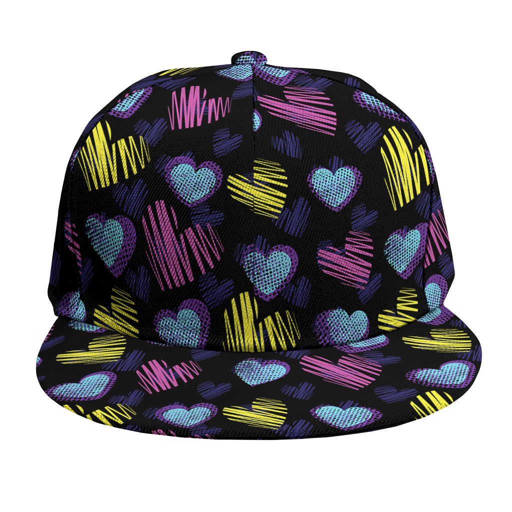 Graffiti Heart Pattern Print Snapback Cap