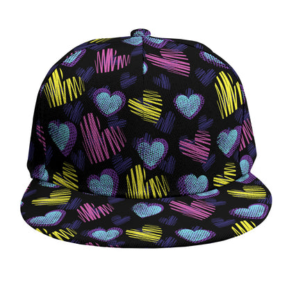 Graffiti Heart Pattern Print Snapback Cap
