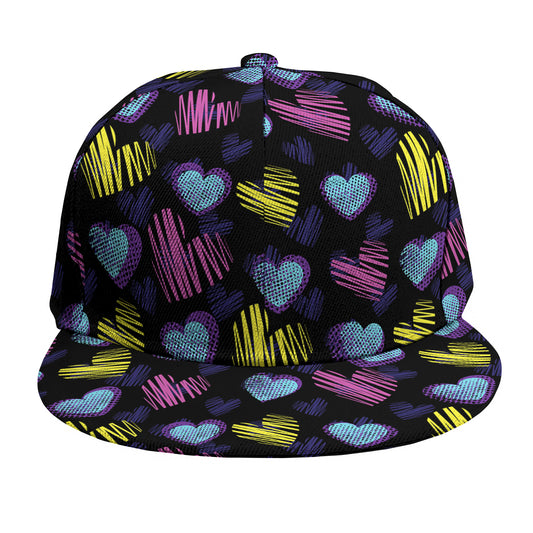 Graffiti Heart Pattern Print Snapback Cap