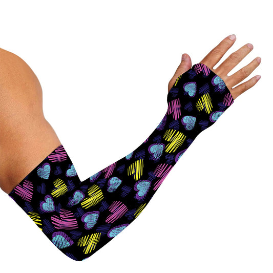 Graffiti Heart Pattern Print Sun Protection Arm Sleeves
