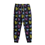 Graffiti Heart Pattern Print Sweatpants