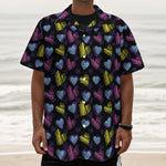 Graffiti Heart Pattern Print Textured Short Sleeve Shirt