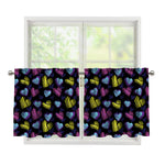 Graffiti Heart Pattern Print Tier Curtains