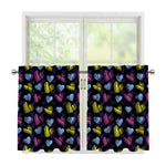 Graffiti Heart Pattern Print Tier Curtains
