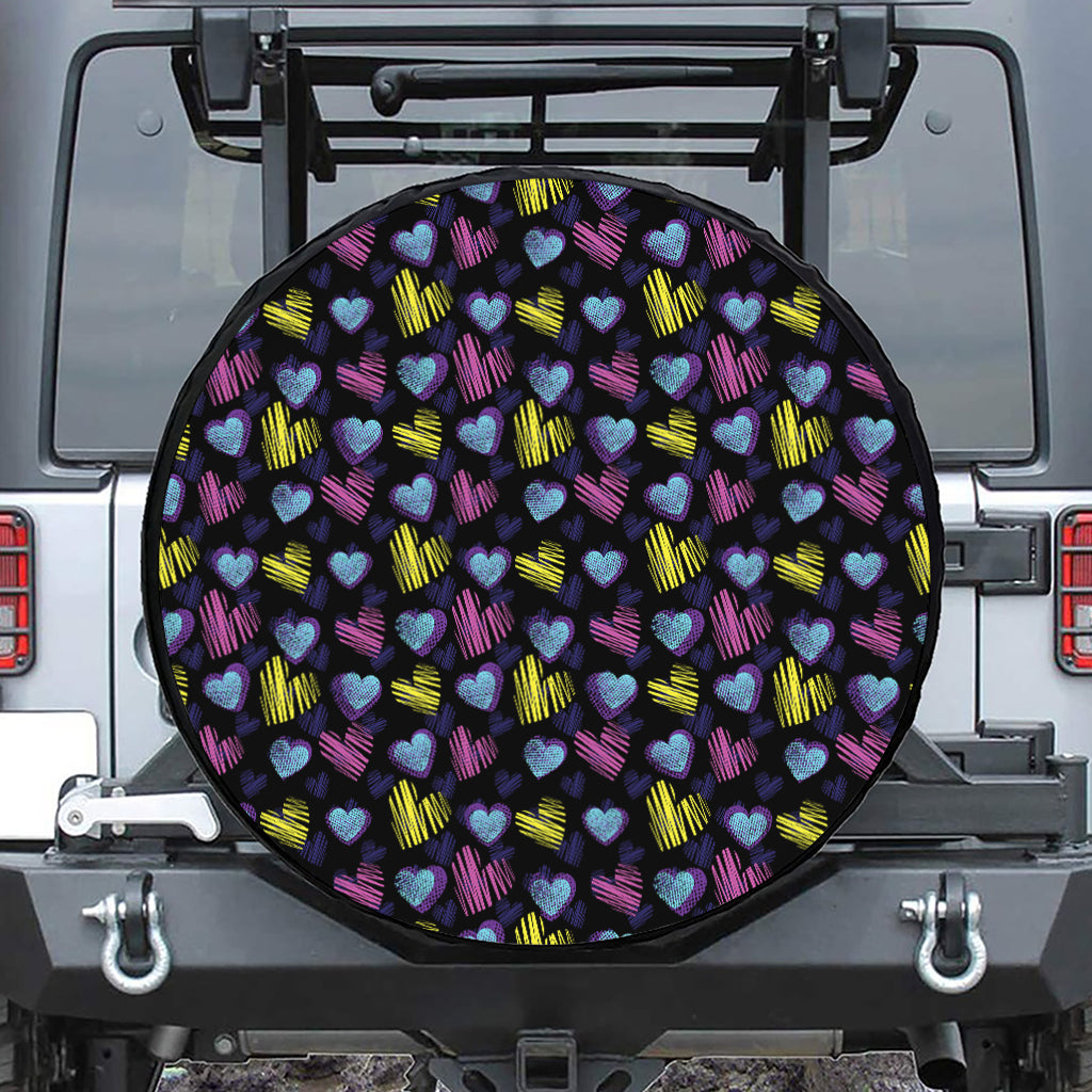 Graffiti Heart Pattern Print Tire Cover