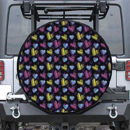 Graffiti Heart Pattern Print Tire Cover
