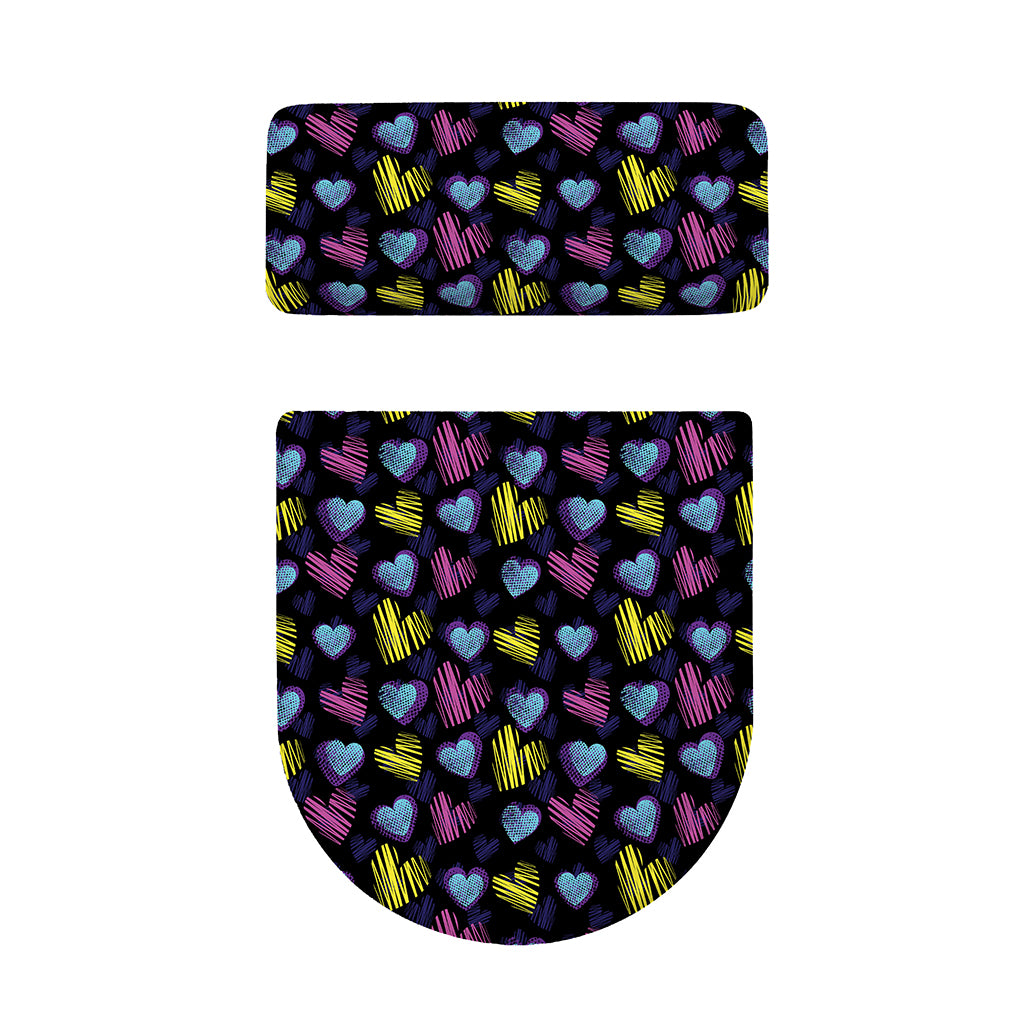 Graffiti Heart Pattern Print Toilet Lid And Tank Cover Set