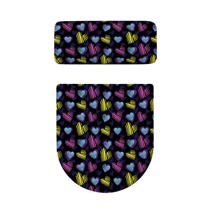 Graffiti Heart Pattern Print Toilet Lid And Tank Cover Set