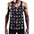 Graffiti Heart Pattern Print Men's Workout Tank Top
