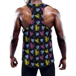 Graffiti Heart Pattern Print Training Tank Top