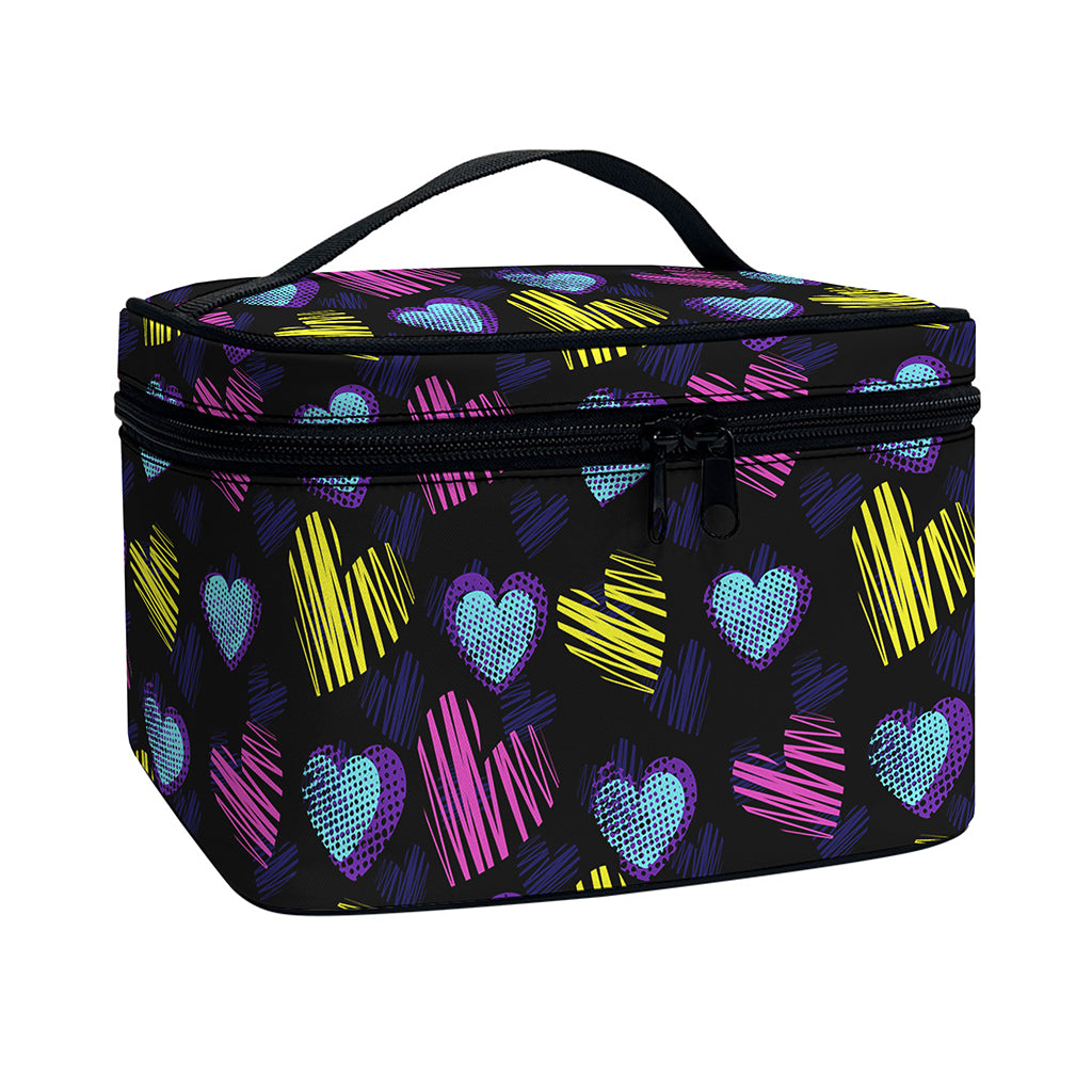 Graffiti Heart Pattern Print Travel Makeup Bag