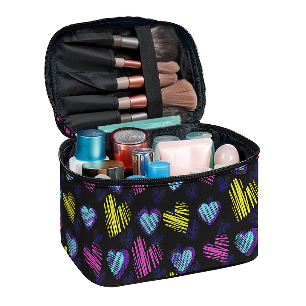 Graffiti Heart Pattern Print Travel Makeup Bag