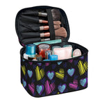 Graffiti Heart Pattern Print Travel Makeup Bag