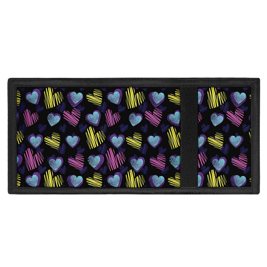 Graffiti Heart Pattern Print Trifold Wallet