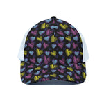 Graffiti Heart Pattern Print White Mesh Trucker Cap